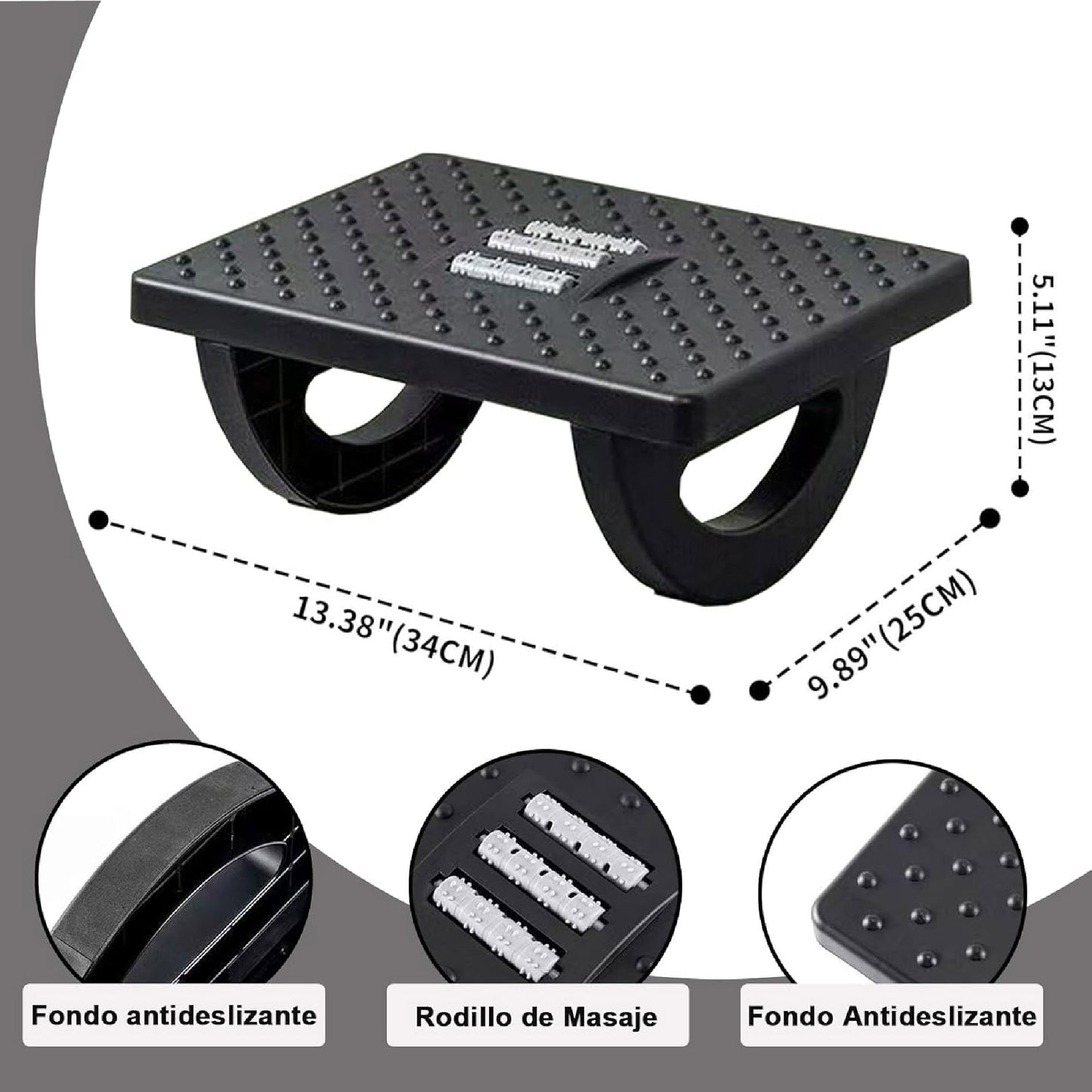 Descansa pies ergonómico con masajeador