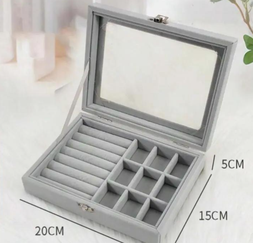 Joyero de Terciopelo con Tapa Transparente – Elegancia y Organización en un solo lugar